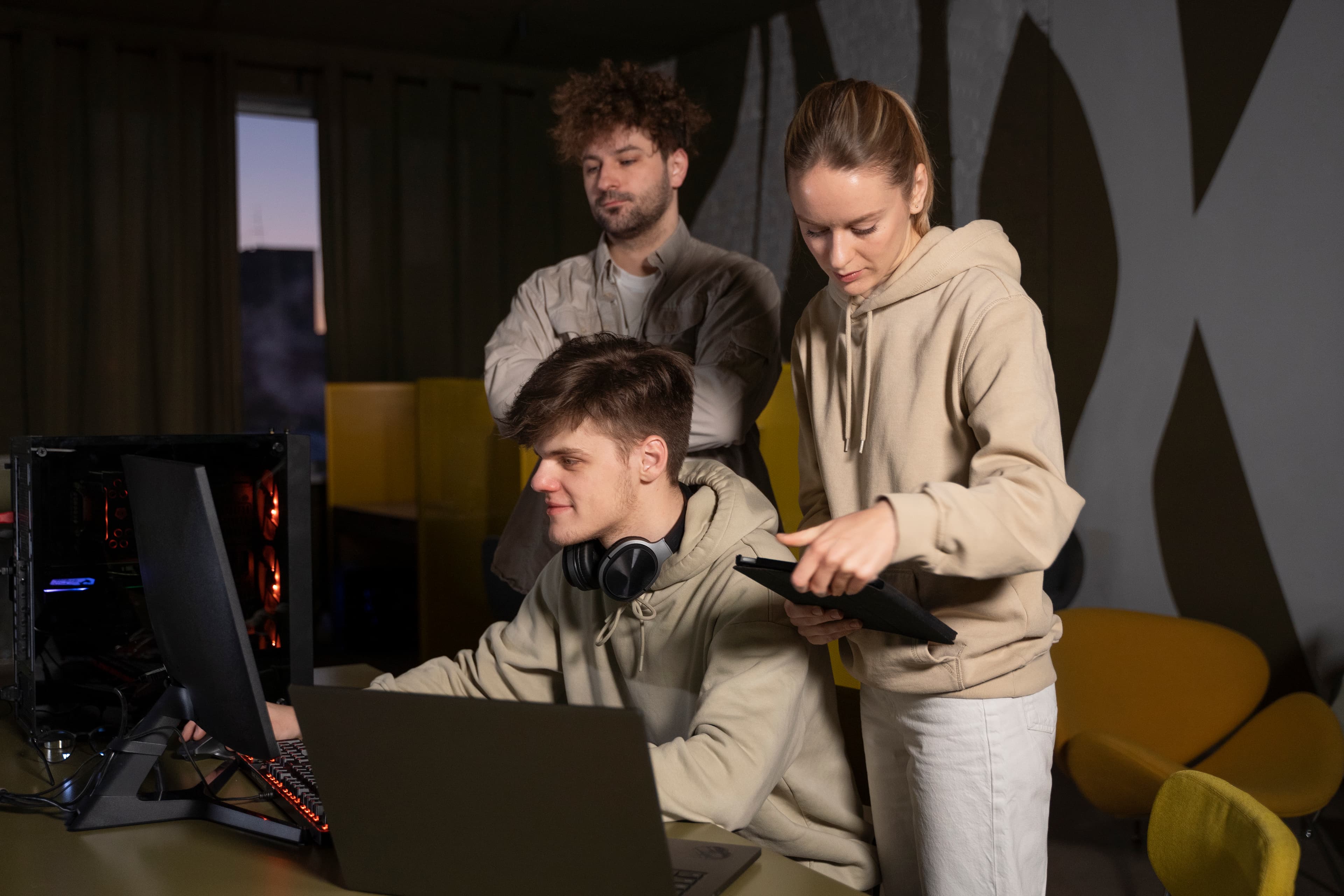 SoftAura team collaborating on a client project